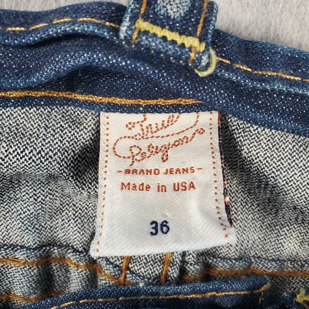 True Religion Billy Jeans Motor Psycho MD Wash Bootcut Distressed Mens 36x35